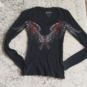 Sinful thermal waffle shirt